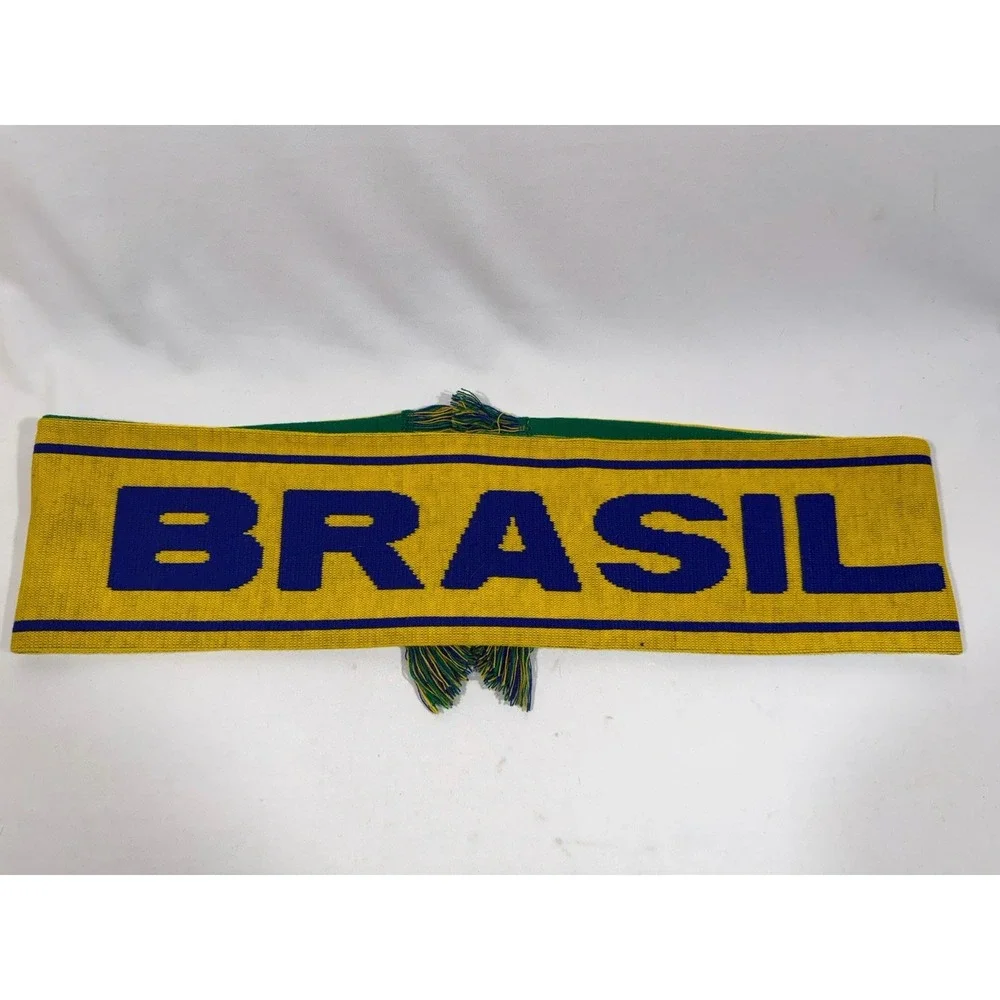 Brazil Soccer Knit‎ Scarf Green Yellow Futbol Fan Streetwear Football Core